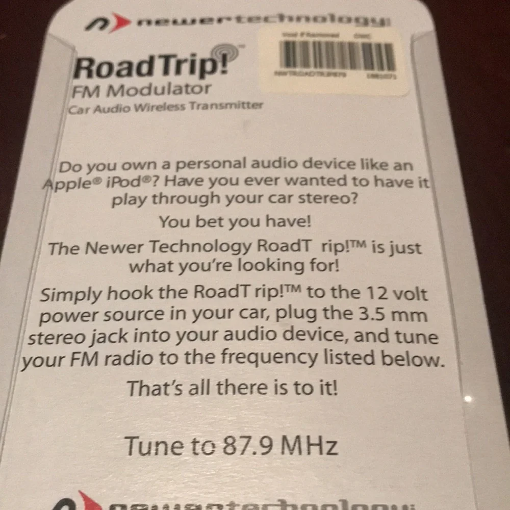 RoadTrip FM Modulator Car Radio Wireless Transmitter NWT